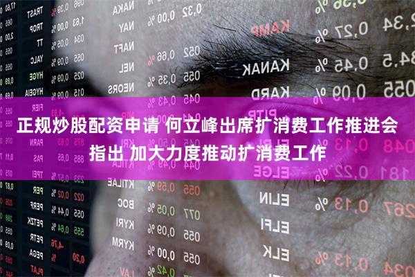 正规炒股配资申请 何立峰出席扩消费工作推进会指出 加大力度推动扩消费工作
